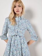 Apricot Blue Mini Leaf Poplin Tie Dress - Image 2 of 4
