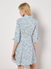 Apricot Blue Mini Leaf Poplin Tie Dress - Image 3 of 4