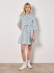 Apricot Blue Mini Leaf Poplin Tie Dress - Image 4 of 4