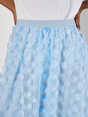 Apricot Blue Appliqué Ombre Flower Print Skirt - Image 2 of 5