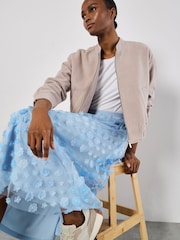 Apricot Blue Appliqué Ombre Flower Print Skirt - Image 5 of 5