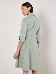 Apricot Green Tie Front Stripe Shirt Dress - Image 2 of 6