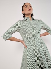 Apricot Green Tie Front Stripe Shirt Dress - Image 4 of 6