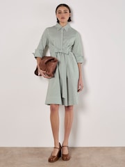 Apricot Green Tie Front Stripe Shirt Dress - Image 5 of 6