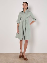Apricot Green Tie Front Stripe Shirt Dress - Image 6 of 6