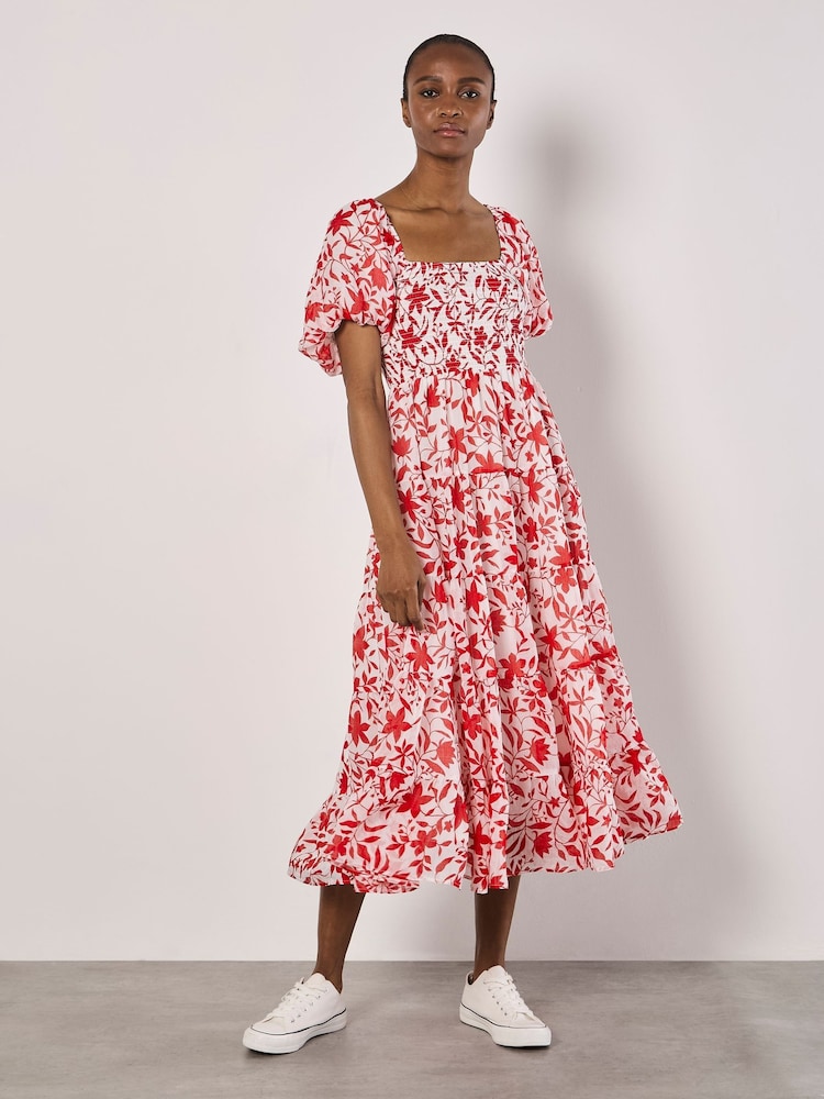 Apricot Cream Silhouette Starflower Midi Dress - Image 1 of 5