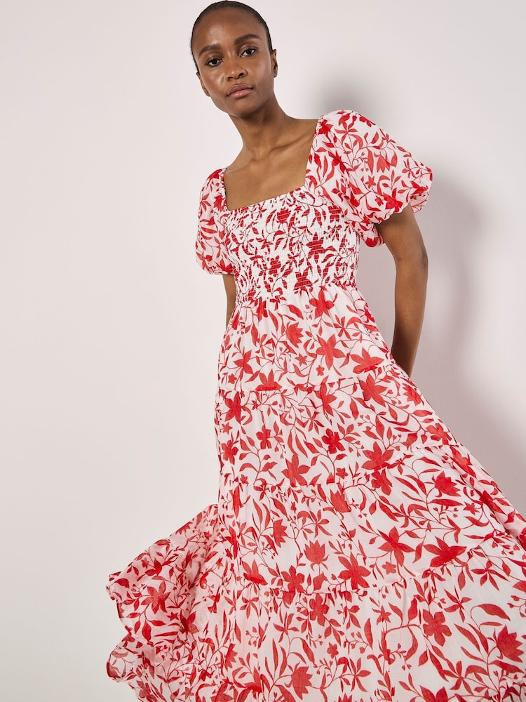 Apricot Cream Silhouette Starflower Midi Dress - Image 2 of 5