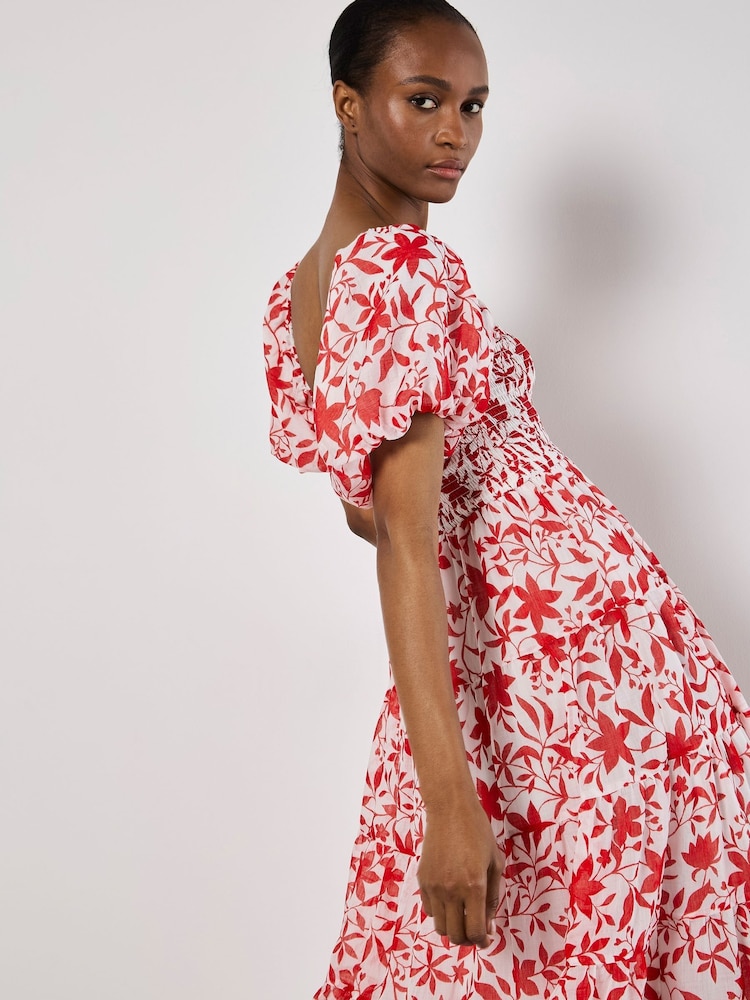 Apricot Cream Silhouette Starflower Midi Dress - Image 3 of 5