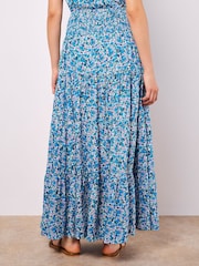 Apricot Blue Ditsy Print Tiered Maxi Skirt - Image 4 of 5