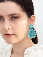 Bibi Bijoux Pink Paisley Beaded Earrings - Image 2 of 3