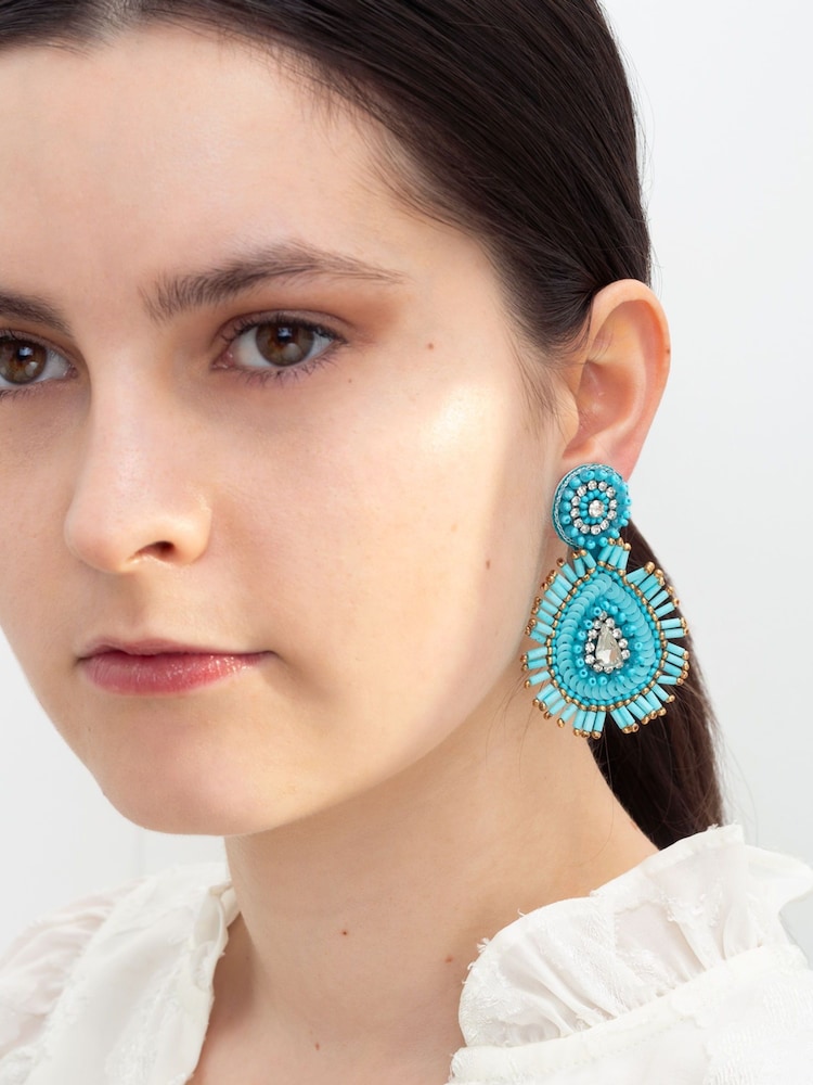 Bibi Bijoux Pink Paisley Beaded Earrings - Image 2 of 3