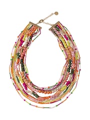 Bibi Bijoux Pink Multicolour Layered Beaded Necklace - Image 1 of 4