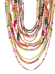 Bibi Bijoux Pink Multicolour Layered Beaded Necklace - Image 2 of 4