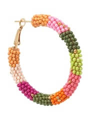 Bibi Bijoux Pink Multicolour Beaded Hoops Earrings - Image 2 of 4