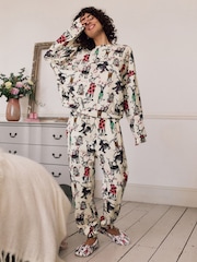 Cream Christmas Dog Long Sleeve Pyjamas - Image 1 of 9