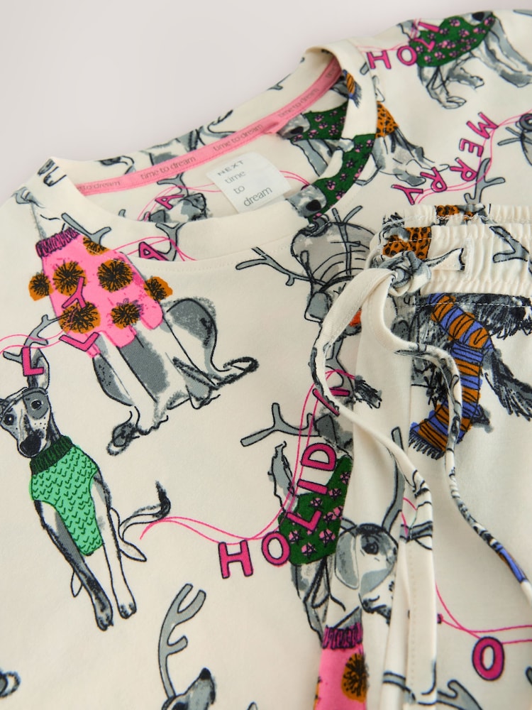 Cream Christmas Dog Long Sleeve Pyjamas - Image 9 of 9