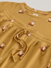Ochre Yellow Fox Cosy Long Sleeve Pyjamas - Image 8 of 9