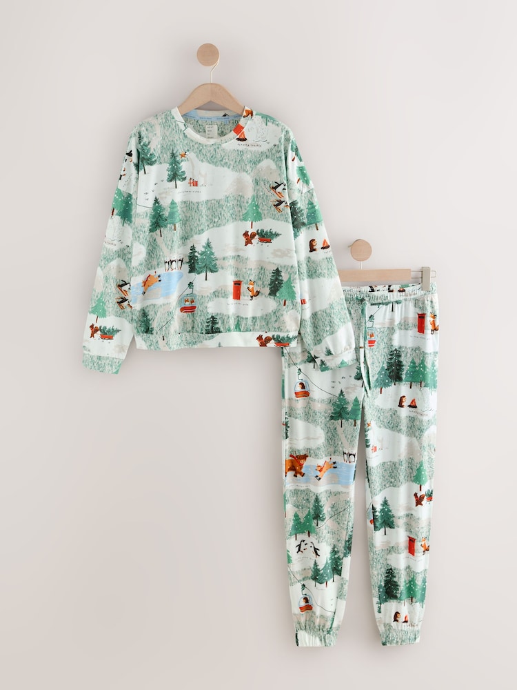 Green Christmas Hamish The Highland Cow Long Sleeve Pyjamas - Image 1 of 3