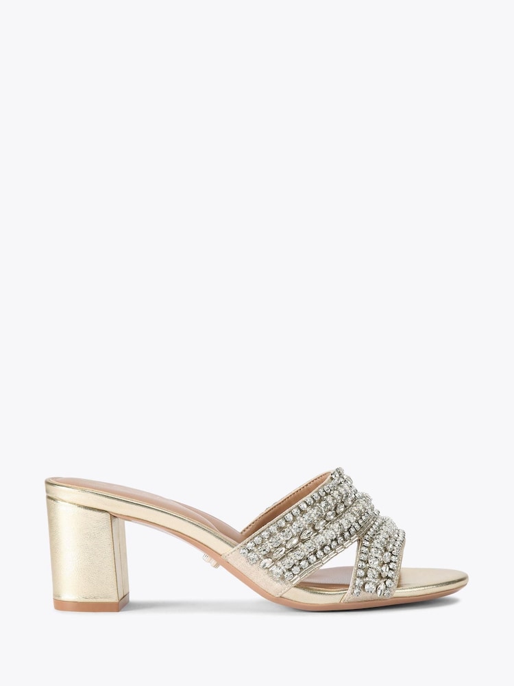 Carvela Gold Pageant Block Sandals - Image 1 of 4