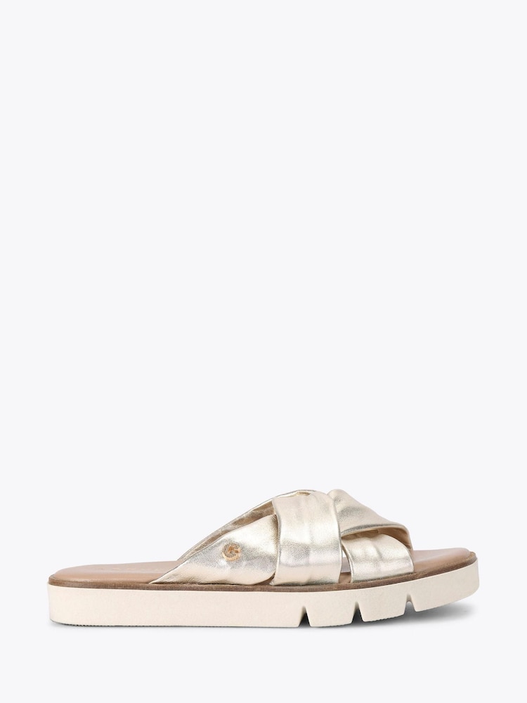 Carvela Comfort Gold Vita Cross Strap Sandals - Image 1 of 4