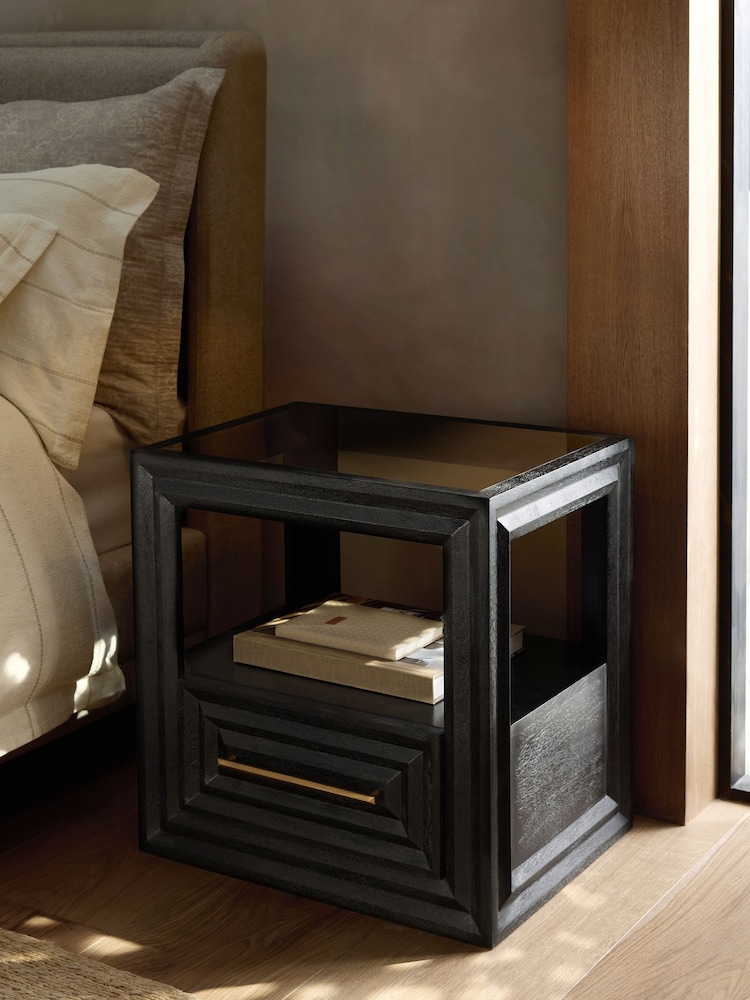 Black Ritz Solid Mango Bedside Table - Image 2 of 8