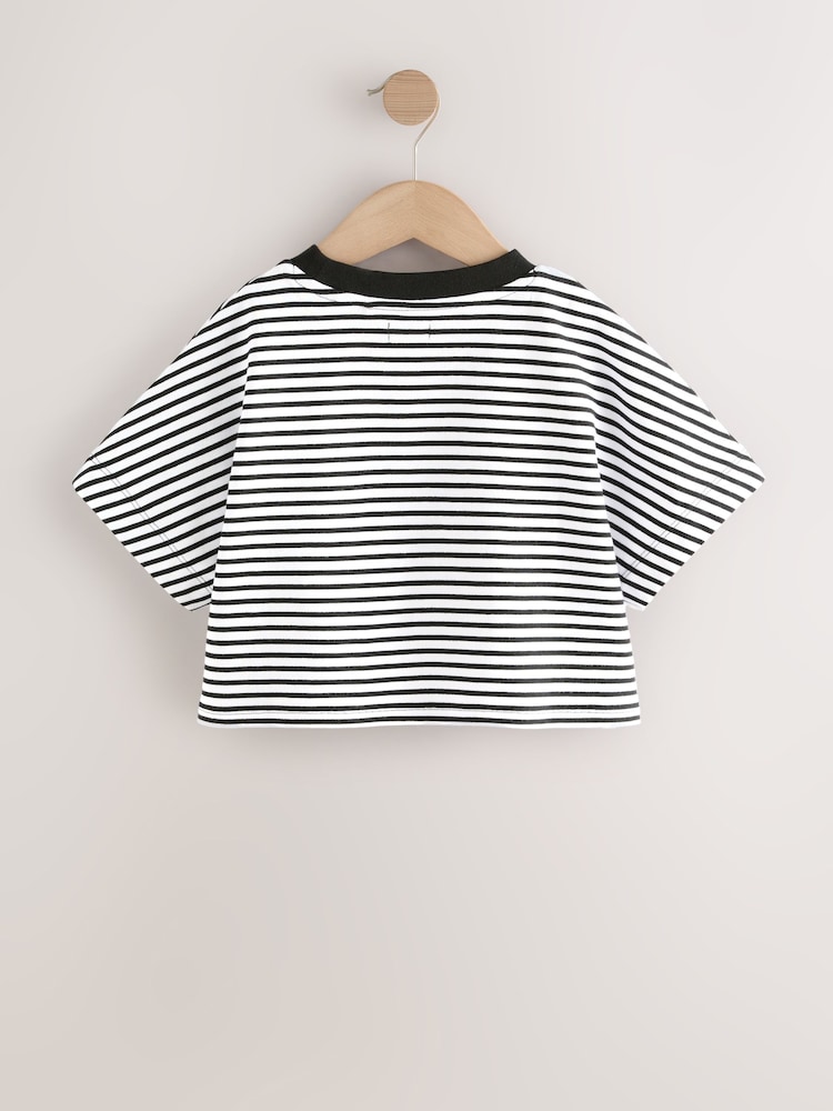 Black/White Stripe Boxy T-Shirt (3-16yrs) - Image 2 of 4 Black/White Stripe Boxy T-Shirt (3-16yrs) - Image 2 of 4