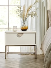 Light Grey Shagreen Effect Bedside Table - Image 1 of 8