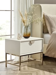 Light Grey Shagreen Effect Bedside Table - Image 2 of 8