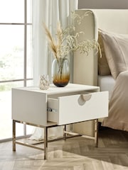 Light Grey Shagreen Effect Bedside Table - Image 3 of 8