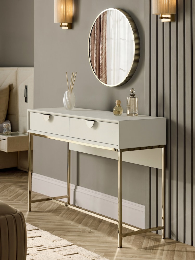 Light Grey Shagreen Effect Console Dressing Table - Image 2 of 11 Light Grey Shagreen Effect Console Dressing Table - Image 2 of 11