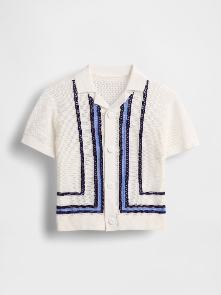 Gap White Crochet Knit Shirt - Image 1 of 4