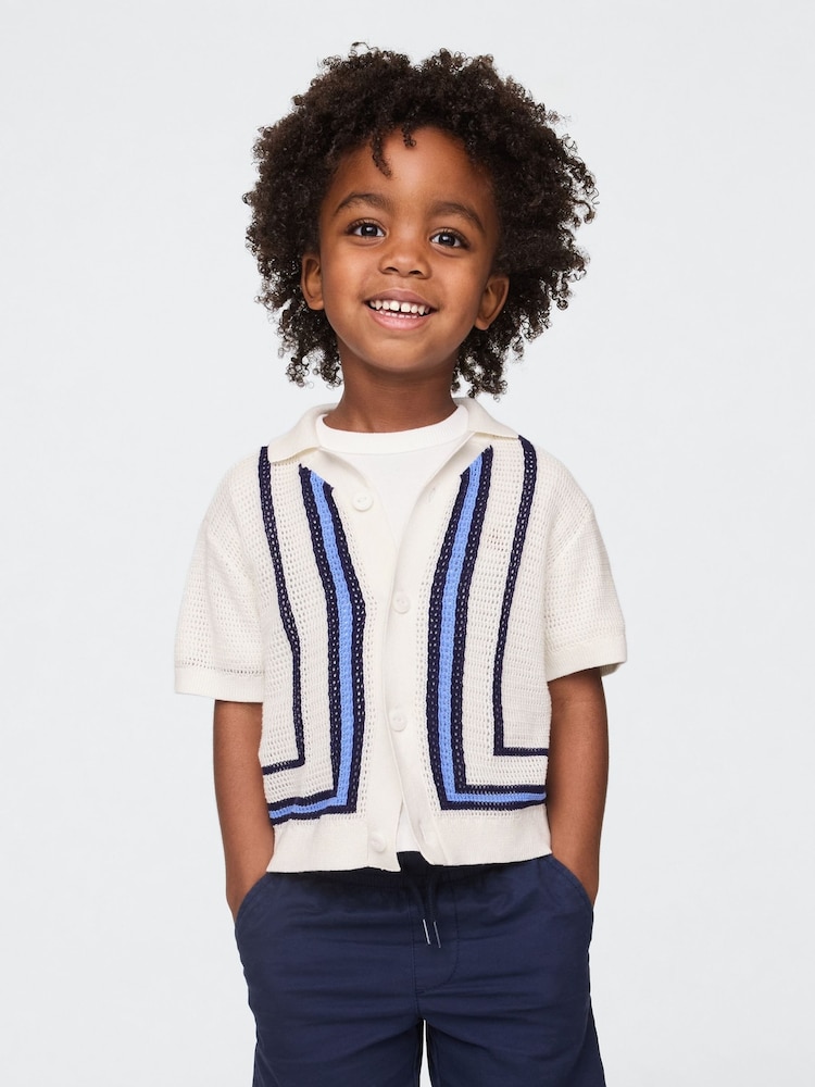 Gap White Crochet Knit Shirt - Image 2 of 4 Gap White Crochet Knit Shirt - Image 2 of 4