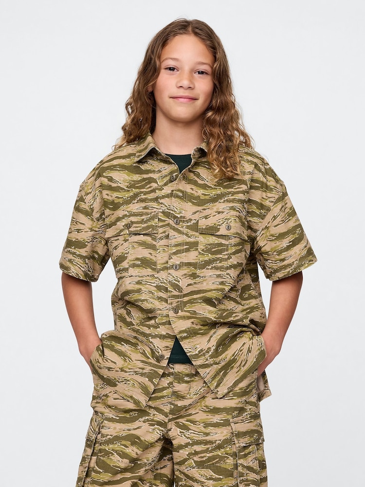Gap Green Camo Ripstop Utility Shirt (4-13yrs) - Image 1 of 5