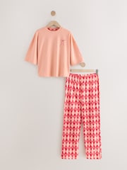 Peach Pink Cotton Short Sleeve Pyjamas - Image 1 of 4