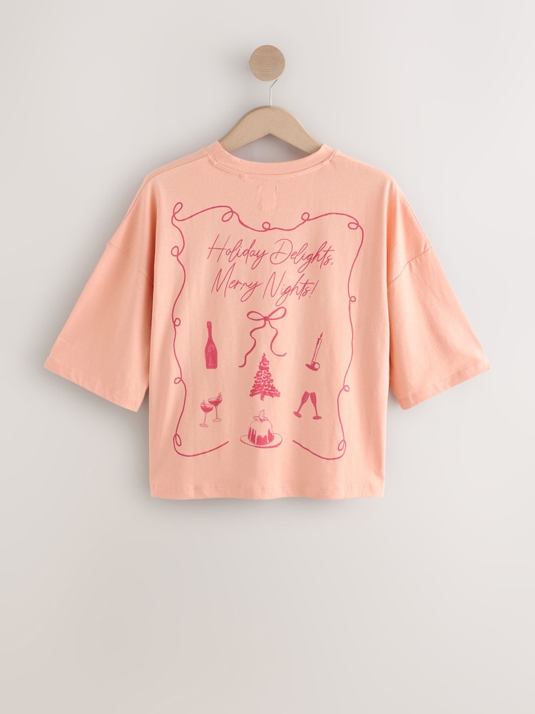 Peach Pink Cotton Short Sleeve Pyjamas - Image 2 of 4