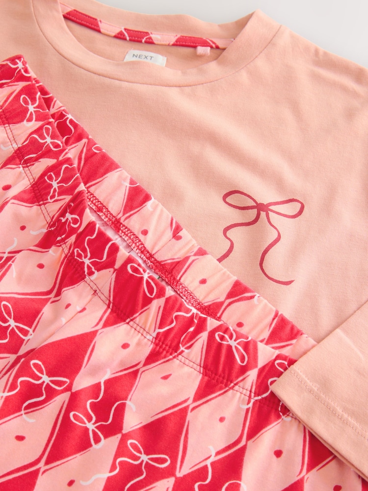 Peach Pink Cotton Short Sleeve Pyjamas - Image 4 of 4