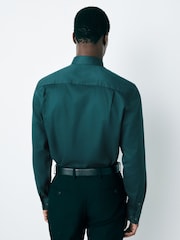 Teal Blue Regular Fit Easy Care Textured Single Cuff Smart Shirt - Image 2 of 7