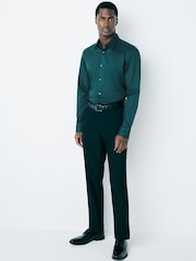 Teal Blue Regular Fit Easy Care Textured Single Cuff Smart Shirt - Image 3 of 7