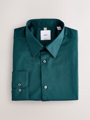 Teal Blue Regular Fit Easy Care Textured Single Cuff Smart Shirt - Image 5 of 7