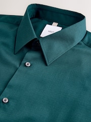 Teal Blue Regular Fit Easy Care Textured Single Cuff Smart Shirt - Image 6 of 7