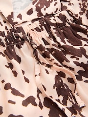 Cream Cow Print Satin Button Through Long Sleeve Pyjamas - Image 7 of 8
