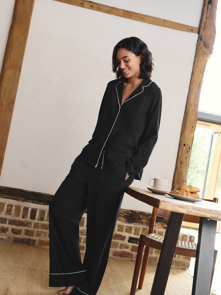 Black Jersey Button Through Pyjamas - Image 2 of 9
