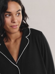 Black Jersey Button Through Pyjamas - Image 4 of 9
