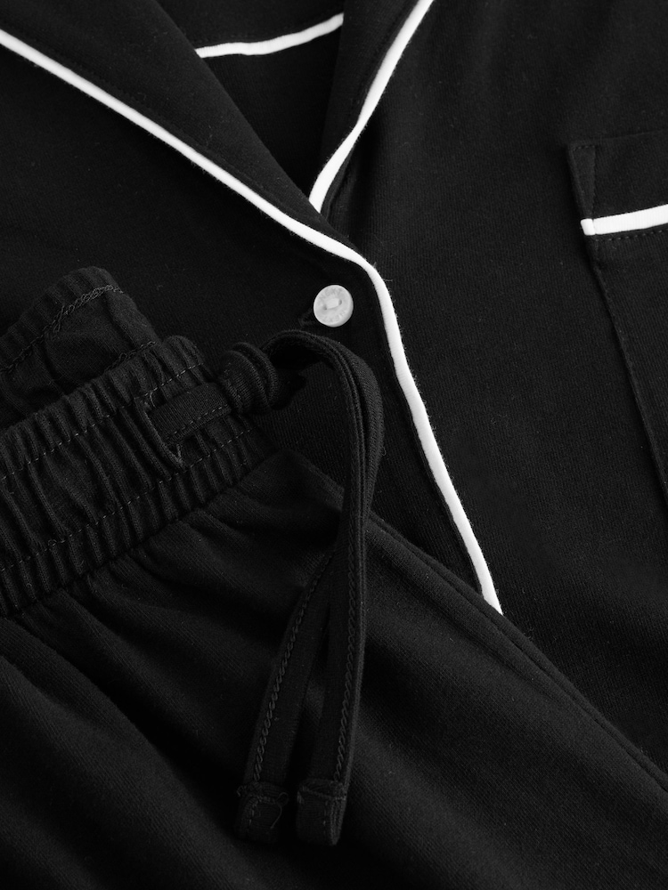 Black Jersey Button Through Pyjamas - Image 9 of 9 Black Jersey Button Through Pyjamas - Image 9 of 9