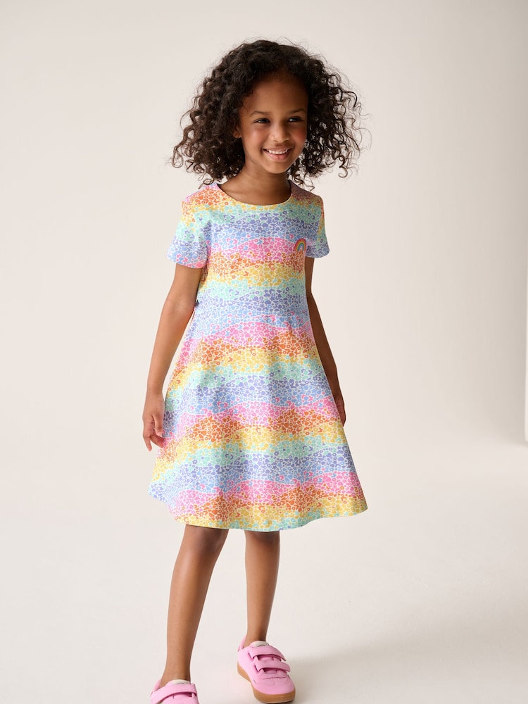 Little Bird by Jools Oliver Pink Multi Short Sleeve Skater Dress - Image 1 of 4 Little Bird by Jools Oliver Pink Multi Short Sleeve Skater Dress - Image 1 of 4