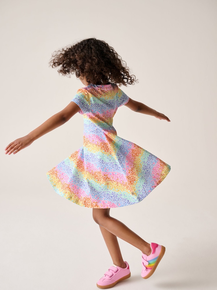 Little Bird by Jools Oliver Pink Multi Short Sleeve Skater Dress - Image 2 of 4 Little Bird by Jools Oliver Pink Multi Short Sleeve Skater Dress - Image 2 of 4