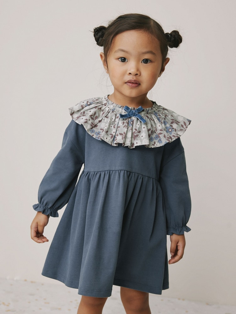 Blue Long Sleeve Collared Dress (3mths-7yrs) - Image 1 of 8 Blue Long Sleeve Collared Dress (3mths-7yrs) - Image 1 of 8
