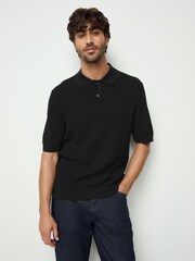 Preto - BOSS Akoppo Knitted Polo Shirt - Imagem 1 de 5