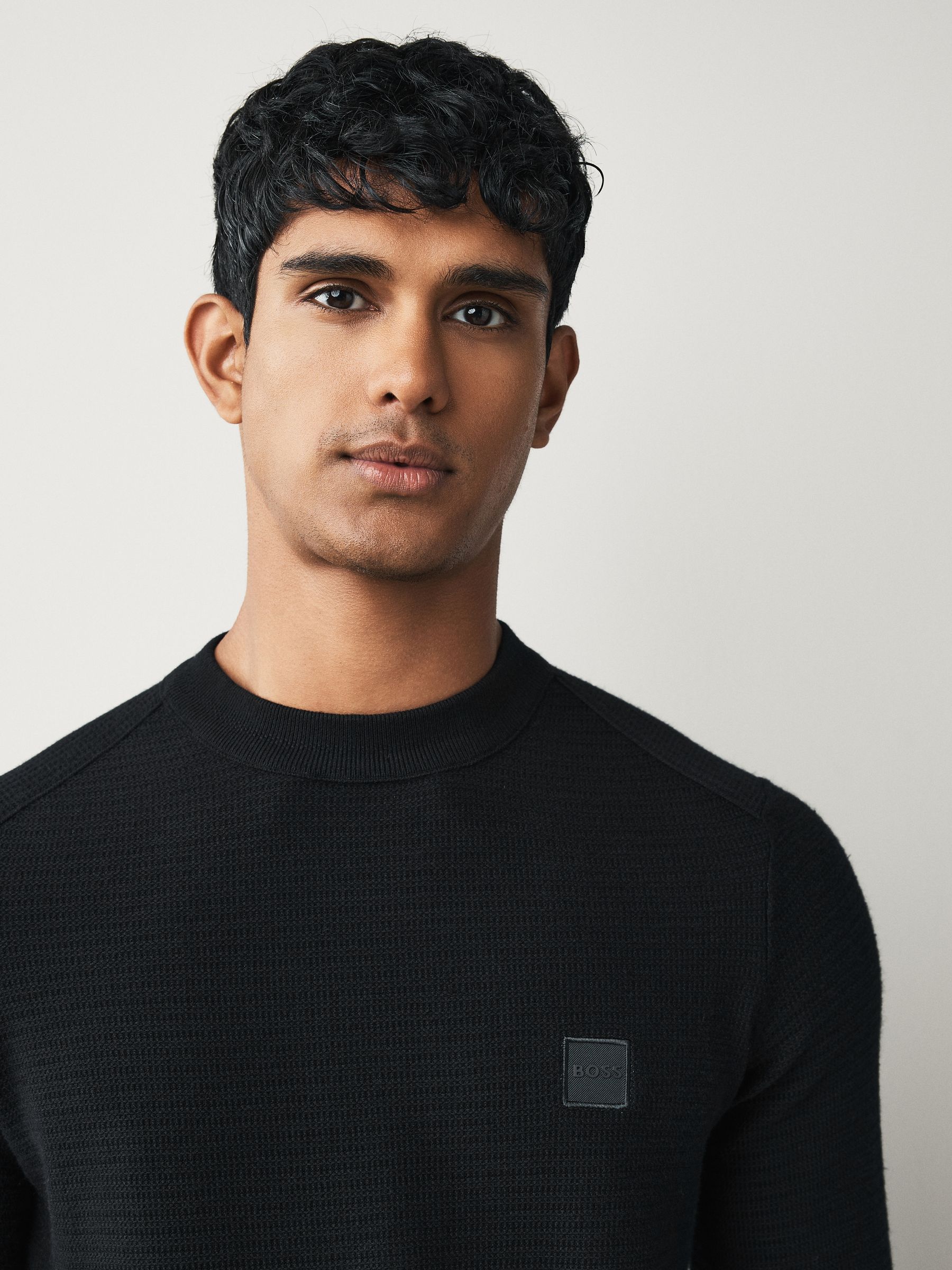 Buy BOSS Black Anion Regular Fit Logo Patch Cashmere Blend Knit