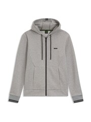 BOSS Silver Logo Zip Through Hooded Sweat Top - Image 1 of 1